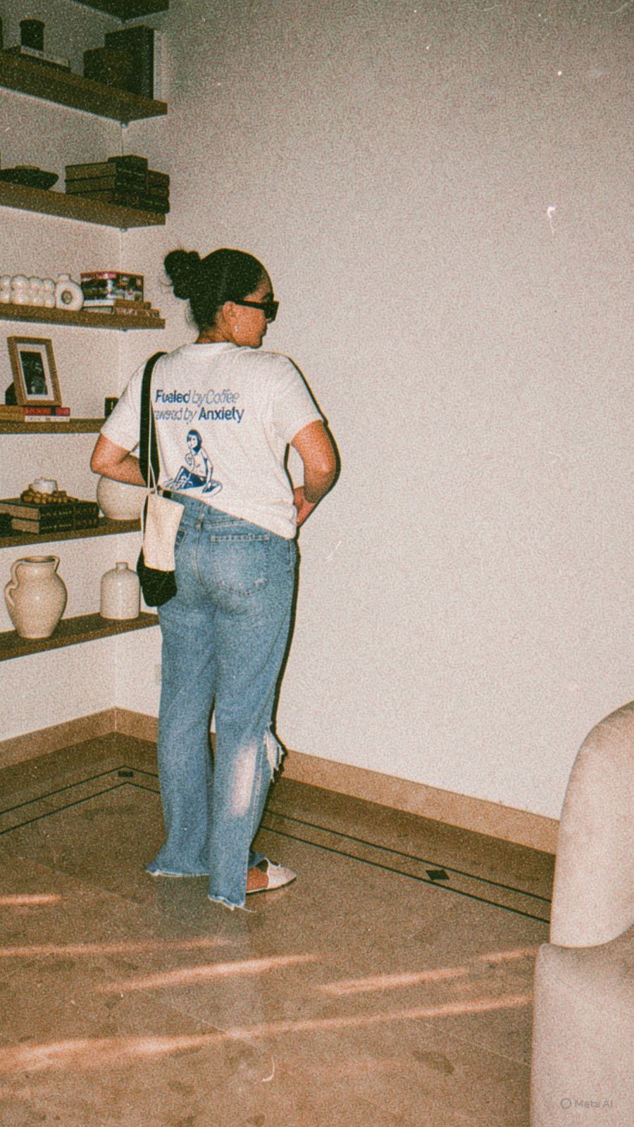 Fueled by coffee , Powered by anxiety T shirt (White) - Image 3